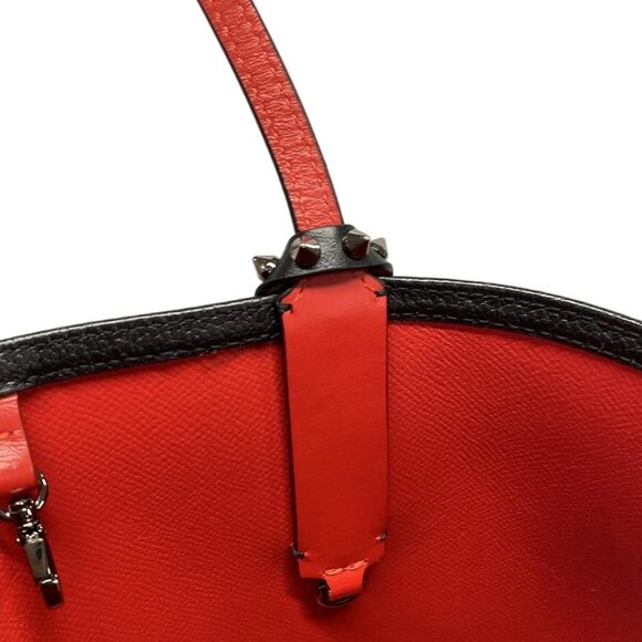 Auth CHRISTIAN LOUBOUTIN Cabata E/W - Black Red Leather Tote Bag - Picture 9 of 16